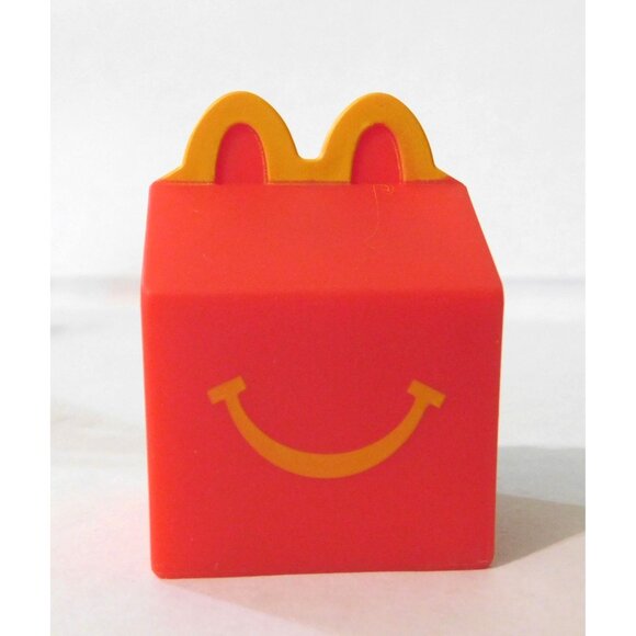 McDonalds Mini Happy Meal Box Red Smiley Face Shrunken Toy Collectible - Picture 2 of 6